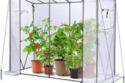 Greenhouse for Outdoors: Portable Green House Heavy Duty with Roll-Up Zippered Door PE Cover, Tall Plastic Greenhouses for Outside Winter Plants Shed for Backyard, White 200x77x170 cm