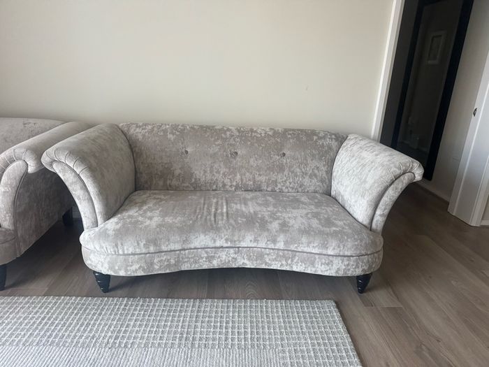 Modern Velvet Sofa + Armchair Set (excellent condition like new)