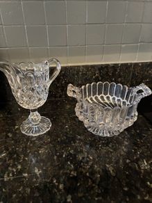 Vintage Crystal Milk & Sugar Bowls