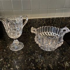 Vintage Crystal Milk & Sugar Bowls