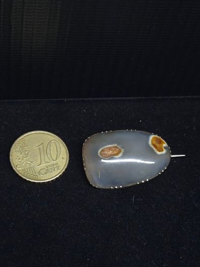 Antique Edwardian 14K Gold Natural Agate Brooch c.1900 4.8g