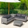 4 Pieces Rattan Garden Furniture Sofa Set with Storage Box Image 6