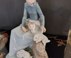 Vintage Nao by Lladro. Girl with rabbits. 1987.  #1026