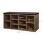 Shoe Storage Bench with Cushion 10 Compartments Vintage Brown Image 2