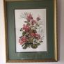 Beautiful Floral Cross Stitch in Gilt Frame Cottage Core Image 2
