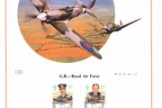1986 Great Britain Limited Edition Lithographed Print measuring 333mm X 257showing The 50th Anniversary of the Royal Air Force Commemorative stamps with First Day of Issue Cancel