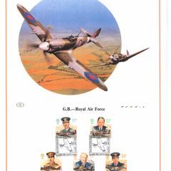 1986 Great Britain Limited Edition Lithographed Print measuring 333mm X 257showing The 50th Anniversary of the Royal Air Force Commemorative stamps with First Day of Issue Cancel