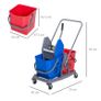 Washing Cart Professional Cleaning Cart Jaw Press 2 Buckets 25 L 73L x 45W x 92H cm Plastic Gray Blue Red Image 5