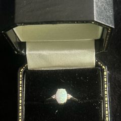 9ct Gold Opal & Diamond Ring Size O