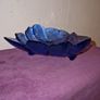 Vintage blue glass leaf dish bowl Image 5
