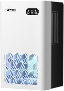 Xunjie Portable Dehumidifiers for Home, 2300ml Dehumidifier - Ultra Quiet & Auto Defrost 7 Colour LED Light Auto Shut Off - Ideal for Bedroom Bathroom RV Car Kitchen Garage Damp Removal  White