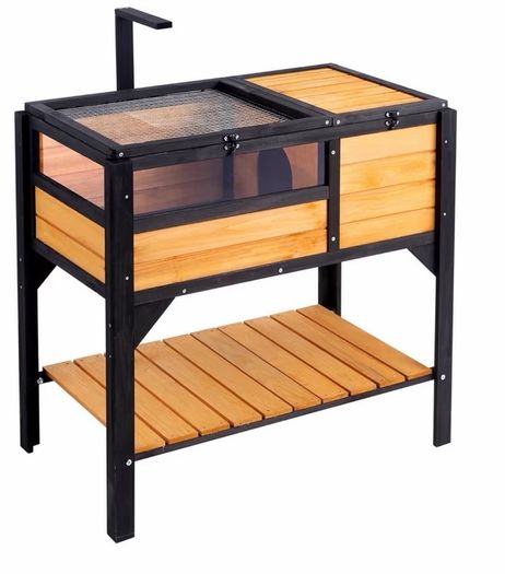 Tortoise Habitat, Wooden Tortoise House Indoor & Outdoor, Tortoise Enclosure with Light Stand, Reptile Enclosure Small Animal Cage with Stand Legs for Gecko, Lizard, Snake