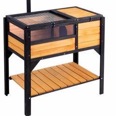 Tortoise Habitat, Wooden Tortoise House Indoor & Outdoor, Tortoise Enclosure with Light Stand, Reptile Enclosure Small Animal Cage with Stand Legs for Gecko, Lizard, Snake