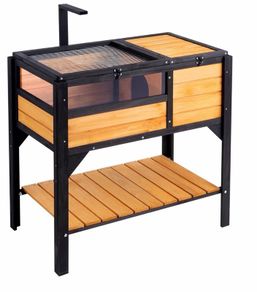 Tortoise Habitat, Wooden Tortoise House Indoor & Outdoor, Tortoise Enclosure with Light Stand, Reptile Enclosure Small Animal Cage with Stand Legs for Gecko, Lizard, Snake