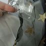 Midi dress one shoulder gold with stars print mesh overlay Image 5