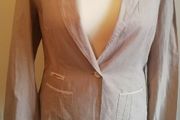 Soya Dept Linen Mix Ladies Jacket Size L Brown Excellent Condition
