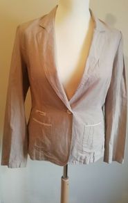 Soya Dept Linen Mix Ladies Jacket Size L Brown Excellent Condition