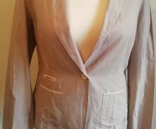 Soya Dept Linen Mix Ladies Jacket Size L Brown Excellent Condition
