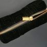Balmain Black Quilted Velvet Cosmetic Bag, Gold Logo Luxury Pouch Image 8