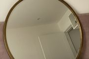 Bevelled Round Mirror, Antique Gold Metal Frame. D80cm. Perfect conditions.