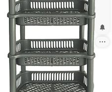 4 Tier Grey Plastic Storage basket stand