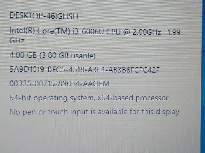 Lenovo  V110-15ISK, Model 80TL, 15.6 inch Laptop, Intel Core i3-6006U CPU, 2.00GHz, windows 10, 4GB Ram, 675GB HDD, Microsoft Edge, Chrome