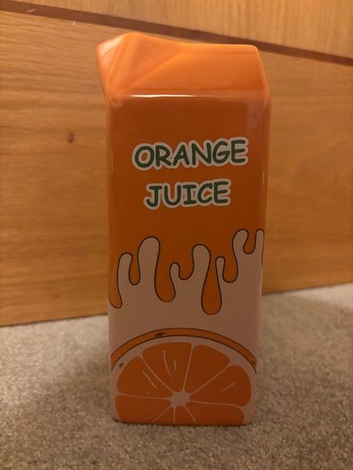 Vintage Ceramic Orange Juice Carton Shaped Vase