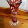 Bohemian cut to Clear Red Pedestral Vase Image 2