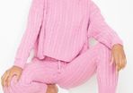 Plt pink cable knit tracksuit co ord