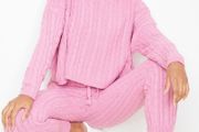 Plt pink cable knit tracksuit co ord