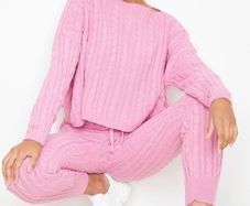 Plt pink cable knit tracksuit co ord