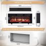 40"/102cm Electric Fireplace, Wall Mounted, Recessed, 9 Colour Flame Effect, Media Wall Compatible, 900W - 1800W Heater, Remote Control Image 6