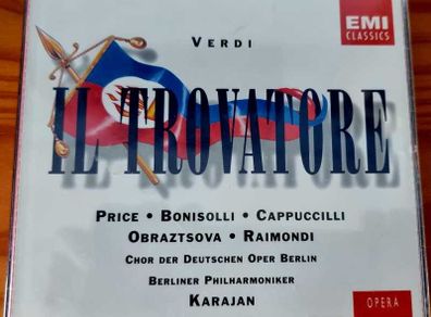 CD Set Verdi: Il Trovatore EMI Records 2CDs / Cappuccilli / Price / Bonisolli / Obraztsova / Raimondi /Karajan, VG condition.