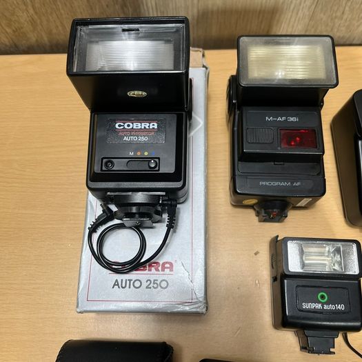 Assorted Job Lot Camera Flashes Cobra Sony Contax etc