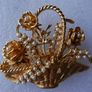 Vintage Floral Basket Brooch with  Pearls, Delicate Brooch Image 3