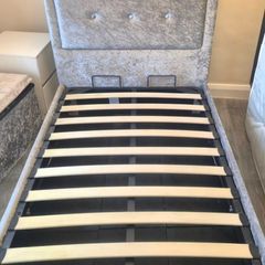 Crushed velvet single ottoman bed.