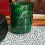 Arcoroc France "Diamant" 1970s  green glass collection, featuring a diamond-cut geometric pattern, one large bowl, 8 smaller ones, 9 green glass plates, 20th century Image 4