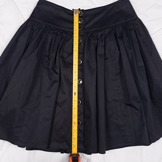 Reiss Black Button Front Gathered High Waisted Flared Mini Skirt 6UK/34EU
