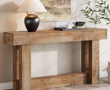 160CM Rustic Console Table,Narrow Sofa Table Behind Couch for Hallway, Living Room & Foyer, Easy Assembly Light Oak Brown Finish