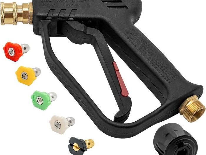 High Pressure Washer Gun with M22 14MM Fitting Hose Connector and 5 Nozzles, 1/4'' Quick Connector & Adapter Car Wash Gun 4350PSI for Karcher K1-K7