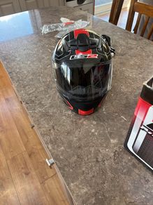 Motor bike helmet and gloves