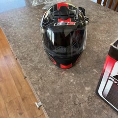 Motor bike helmet and gloves