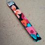 Hamdmade wrist belt keyring, fabric keychain, black and red flowers New Image 5