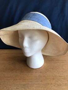 Cream with Blue Band Hat