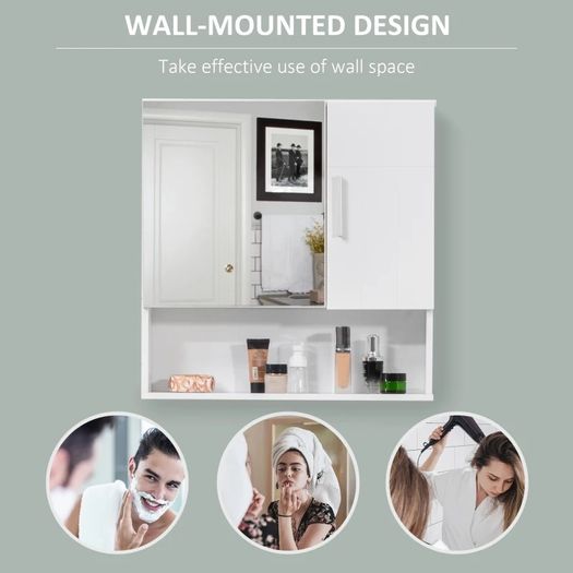 Bathroom Mirror Cabinet, Wall Mounted Storage Cupboard Organizer with Double Doors and Adjustable (FREE SHIPPING)