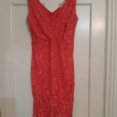 Coral Pink Lace Dress - Sistaglam- Size 10