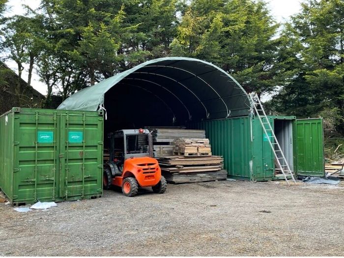 2 x 20ft storage containers and dome shelter