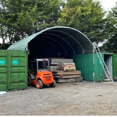 2 x 20ft storage containers and dome shelter