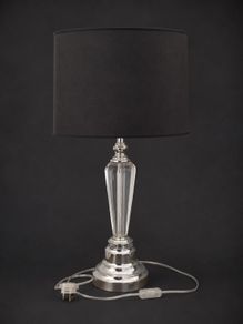 Modern Crystal & Chrome Table Lamp with Black Shade