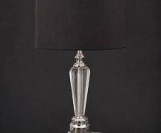 Modern Crystal & Chrome Table Lamp with Black Shade